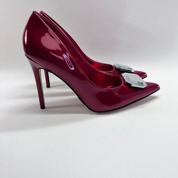 Nine West Faras Slip-On Stiletto Pumps Size 7.5M Red Patent Faux Leather - Picture 4 of 16